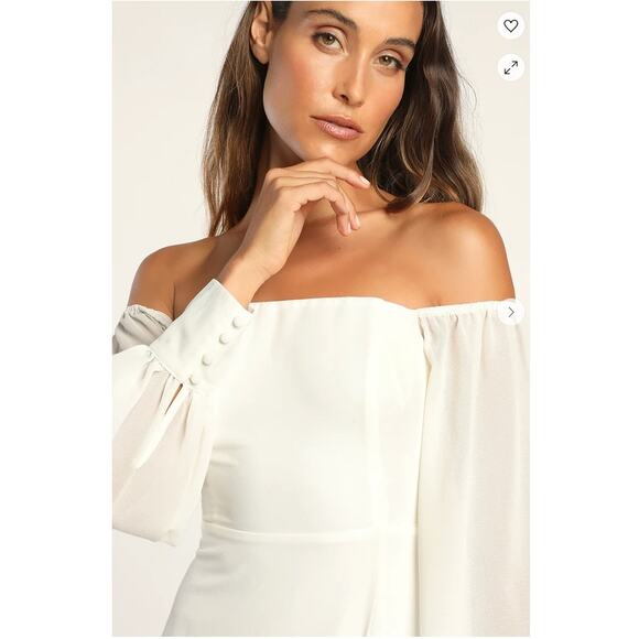 Lulus Feel the Romance White Off-the-Shoulder Maxi Dress Size S - Picture 11 of 14